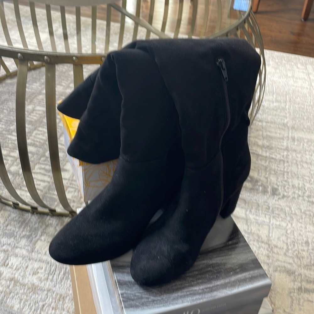 Black high boots suede like material